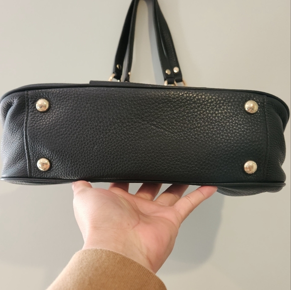 Michael Kors Tote Fulton Chain Pebbled Medium Black Leather Shoulder Bag - Picture 3 of 5